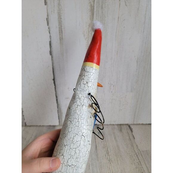 Tall skinny snowman vintage rustic happy present Xmas figure - Picture 10 of 12